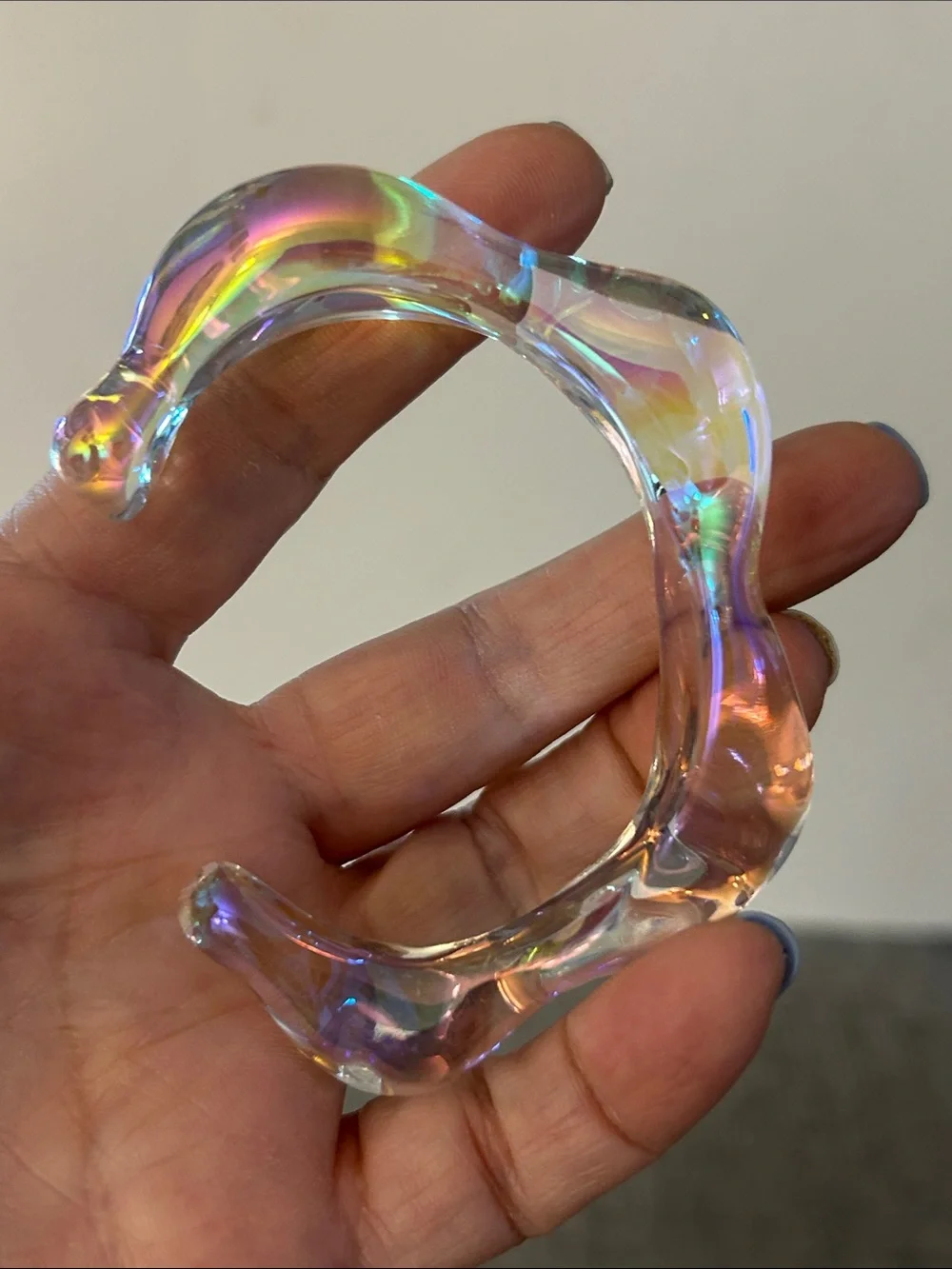 Iridescent Bangle Bracelet - Clear Multi-Color depending on lighting NEW acrylic
